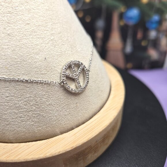Dainty CZ 925 Peace Sign Bracelet - Picture 3 of 8